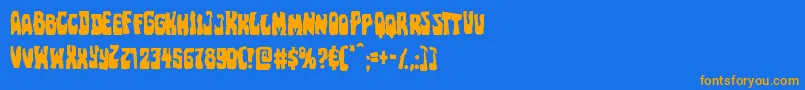 フォントPocketmonstermangle – オレンジ色の文字が青い背景にあります。