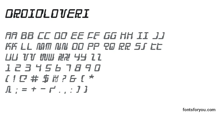 A fonte Droidloveri – alfabeto, números, caracteres especiais