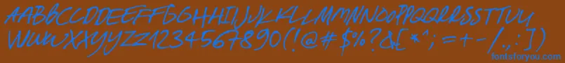 フォントBreakawayOpentype – 茶色の背景に青い文字