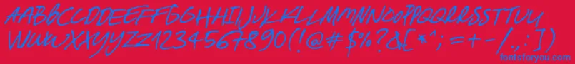 フォントBreakawayOpentype – 赤い背景に青い文字