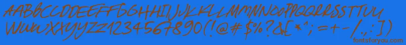 BreakawayOpentype-Schriftart – Braune Schriften auf blauem Hintergrund