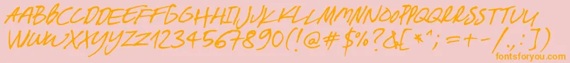 フォントBreakawayOpentype – オレンジの文字がピンクの背景にあります。