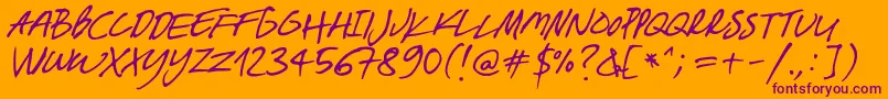 BreakawayOpentype-Schriftart – Violette Schriften auf orangefarbenem Hintergrund