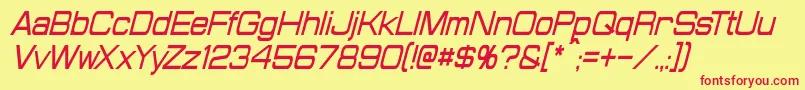 ProbertCondensedItalic-fontti – punaiset fontit keltaisella taustalla