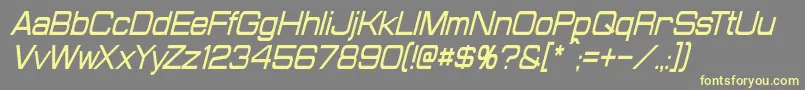 ProbertCondensedItalic-fontti – keltaiset fontit harmaalla taustalla