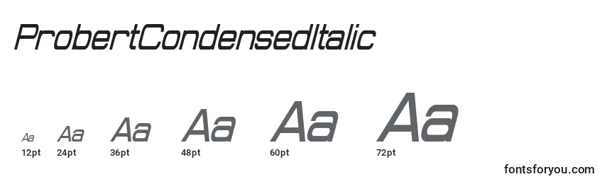 ProbertCondensedItalic Font Sizes