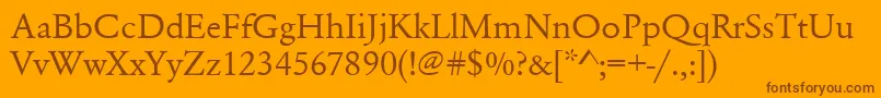 Urwgaramondtwid-Schriftart – Braune Schriften auf orangefarbenem Hintergrund