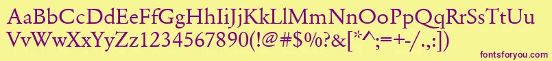 Urwgaramondtwid Font – Purple Fonts on Yellow Background