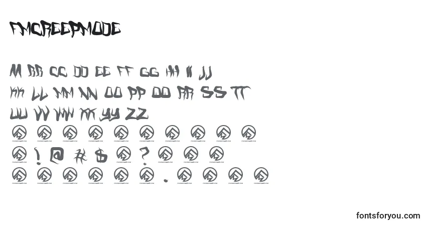 Schriftart Fmcreepmode – Alphabet, Zahlen, spezielle Symbole