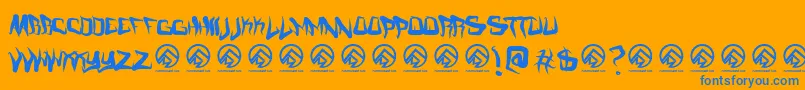 Fmcreepmode Font – Blue Fonts on Orange Background
