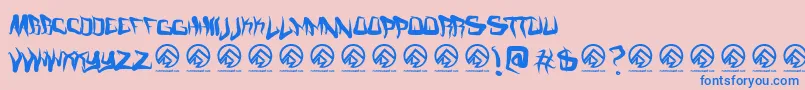 Fmcreepmode-Schriftart – Blaue Schriften auf rosa Hintergrund