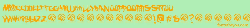 Fmcreepmode-Schriftart – Orangefarbene Schriften auf grünem Hintergrund