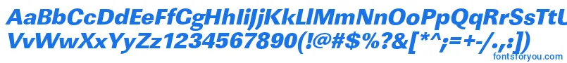 フォントLinearstdHeavyItalic – 白い背景に青い文字