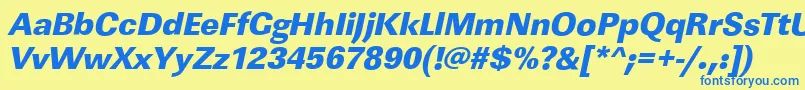 LinearstdHeavyItalic Font – Blue Fonts on Yellow Background