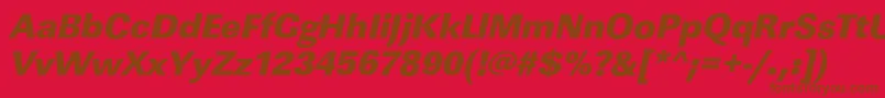 Fonte LinearstdHeavyItalic – fontes marrons em um fundo vermelho