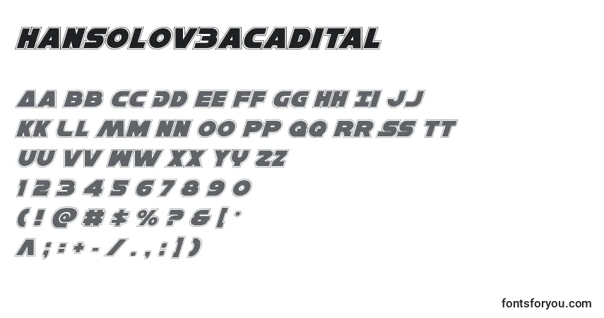 Schriftart Hansolov3acadital – Alphabet, Zahlen, spezielle Symbole