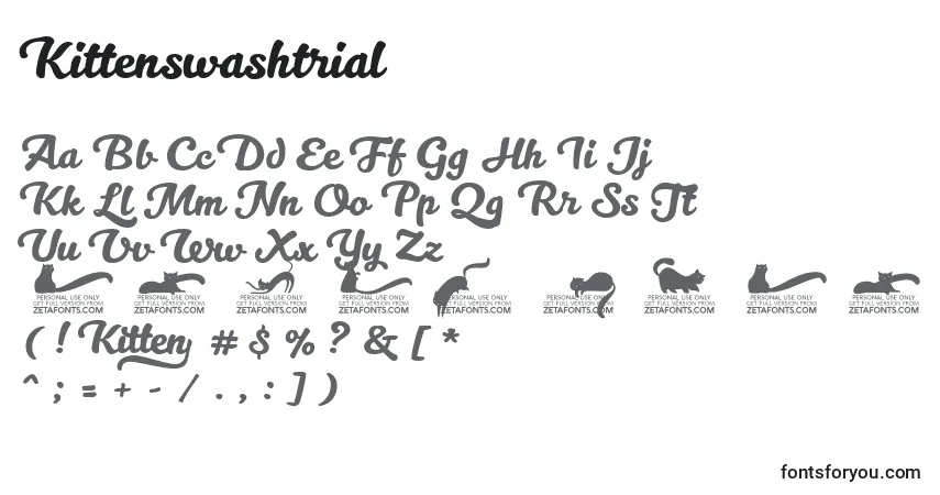 Kittenswashtrial-fontti – aakkoset, numerot, erikoismerkit