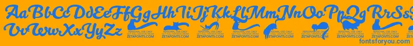 Kittenswashtrial Font – Blue Fonts on Orange Background