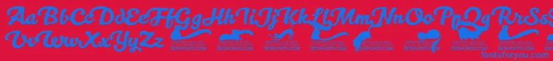 Kittenswashtrial Font – Blue Fonts on Red Background