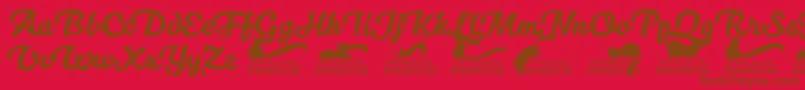 Kittenswashtrial Font – Brown Fonts on Red Background