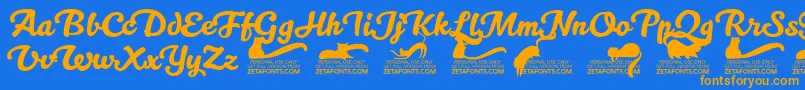 Kittenswashtrial Font – Orange Fonts on Blue Background