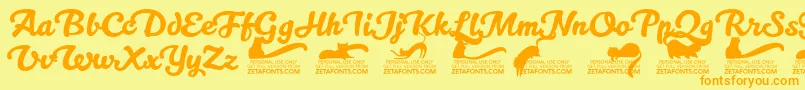 Kittenswashtrial Font – Orange Fonts on Yellow Background