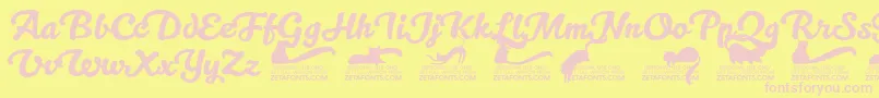 Kittenswashtrial Font – Pink Fonts on Yellow Background