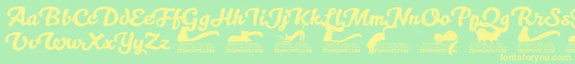 Kittenswashtrial Font – Yellow Fonts on Green Background