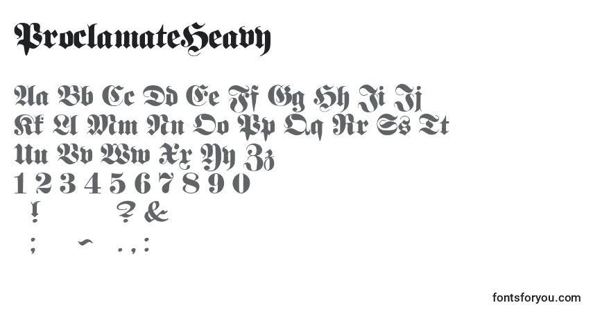Schriftart ProclamateHeavy – Alphabet, Zahlen, spezielle Symbole