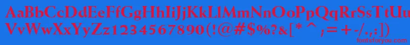 フォントWeissExtraBoldBt – 赤い文字の青い背景