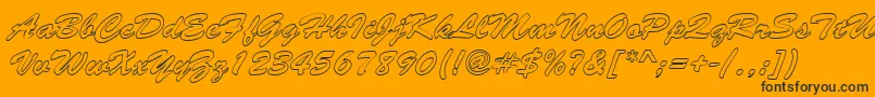 BrushstrokehollowRegular-Schriftart – Schwarze Schriften auf orangefarbenem Hintergrund