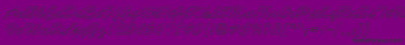 BrushstrokehollowRegular-Schriftart – Schwarze Schriften auf violettem Hintergrund