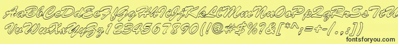 BrushstrokehollowRegular Font – Black Fonts on Yellow Background