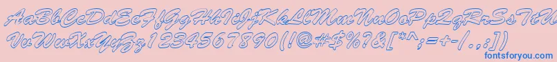 BrushstrokehollowRegular Font – Blue Fonts on Pink Background