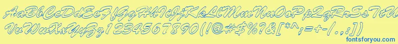 BrushstrokehollowRegular Font – Blue Fonts on Yellow Background