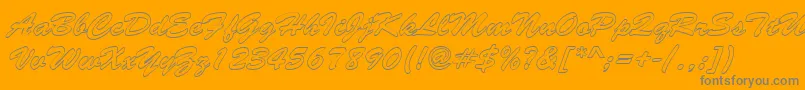 BrushstrokehollowRegular-Schriftart – Graue Schriften auf orangefarbenem Hintergrund