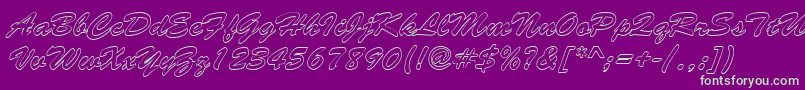 BrushstrokehollowRegular Font – Green Fonts on Purple Background