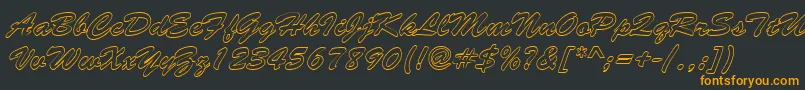 BrushstrokehollowRegular-Schriftart – Orangefarbene Schriften auf schwarzem Hintergrund