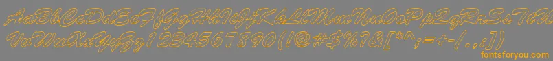 フォントBrushstrokehollowRegular – オレンジの文字は灰色の背景にあります。