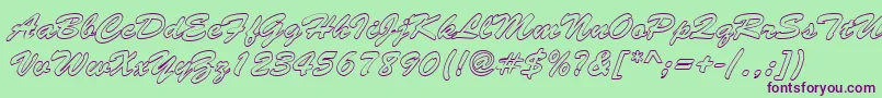 BrushstrokehollowRegular Font – Purple Fonts on Green Background