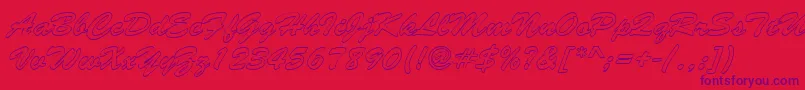 BrushstrokehollowRegular Font – Purple Fonts on Red Background