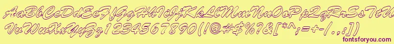 BrushstrokehollowRegular Font – Purple Fonts on Yellow Background