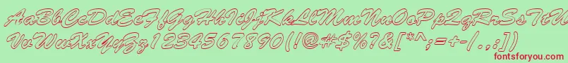 BrushstrokehollowRegular Font – Red Fonts on Green Background