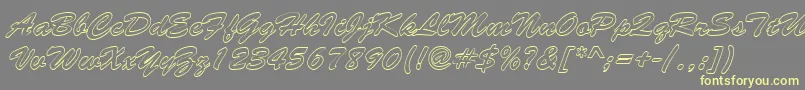 BrushstrokehollowRegular-Schriftart – Gelbe Schriften auf grauem Hintergrund