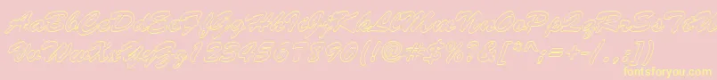 BrushstrokehollowRegular-Schriftart – Gelbe Schriften auf rosa Hintergrund