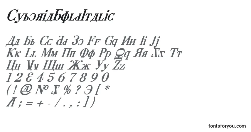 Schriftart CyberiaBoldItalic – Alphabet, Zahlen, spezielle Symbole