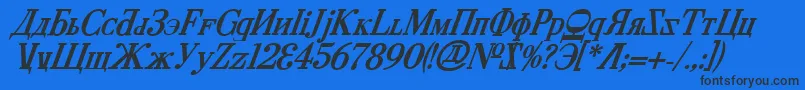 CyberiaBoldItalic-Schriftart – Schwarze Schriften auf blauem Hintergrund