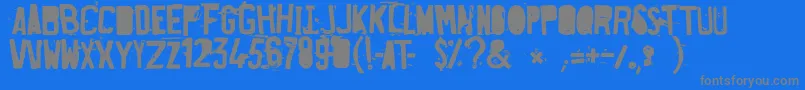 FuckedPlate-Schriftart – Graue Schriften auf blauem Hintergrund