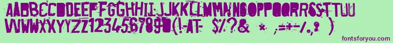 FuckedPlate-Schriftart – Violette Schriften auf grünem Hintergrund