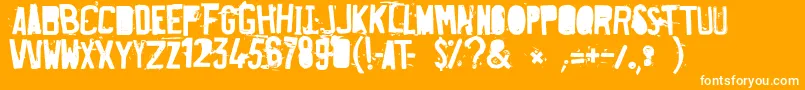 FuckedPlate-Schriftart – Weiße Schriften auf orangefarbenem Hintergrund